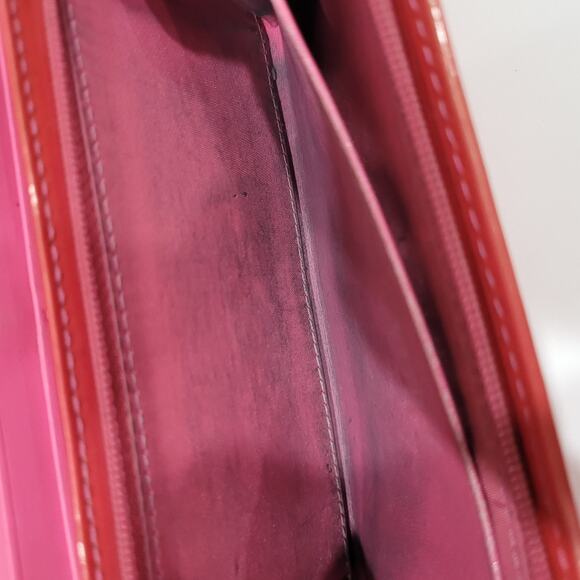 Coach Envelope Wallet Red Pink Large Patent Leather Convertible Bag Fair - Picture 6 of 11